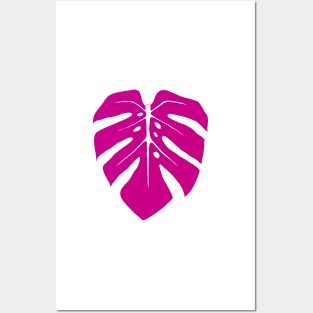 Magenta Monstera Leaf Posters and Art